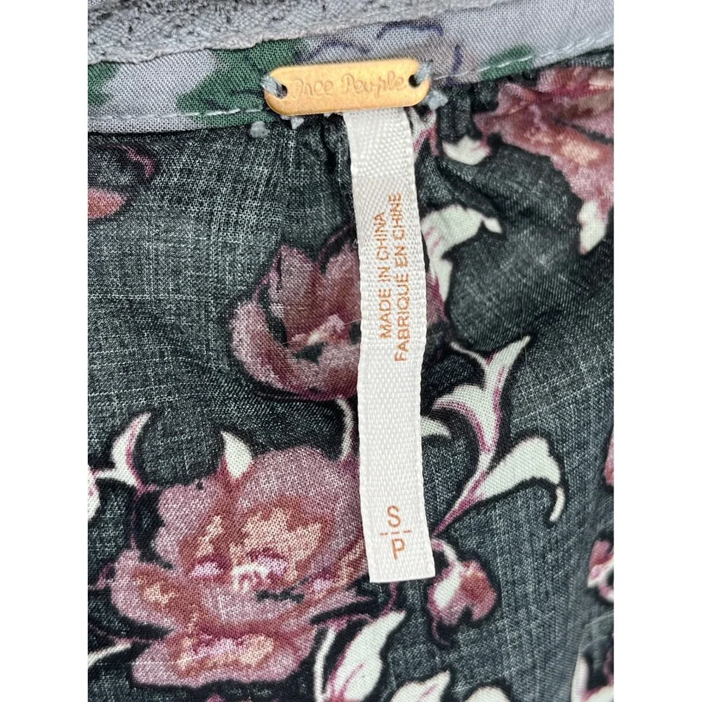 Free People Floral Jumpsuit Long Sleeve Drawstring Waist Casual Size S‎